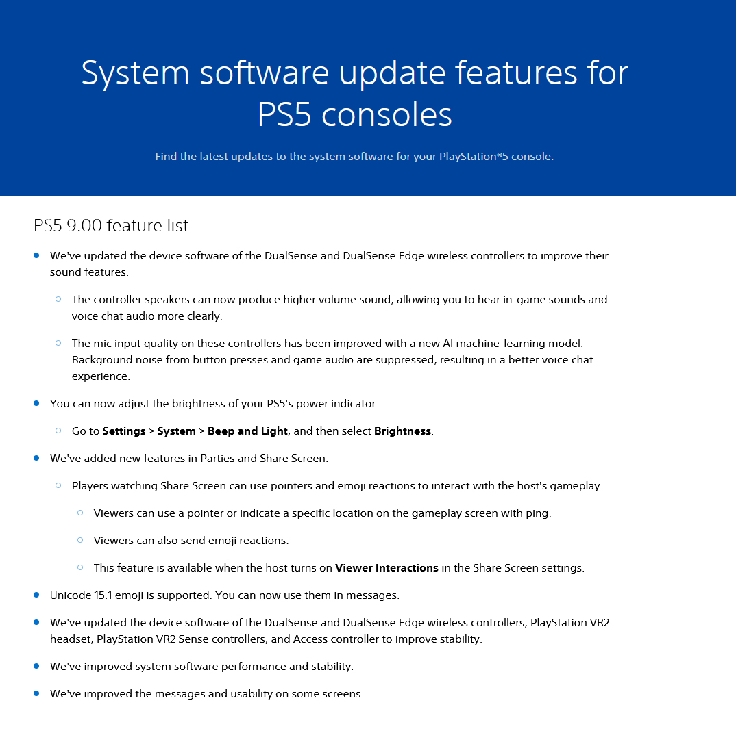 NEW UPDATE FOR THE PS5
